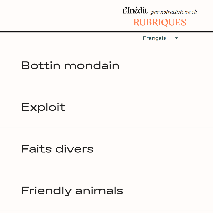 Liste des rubriques